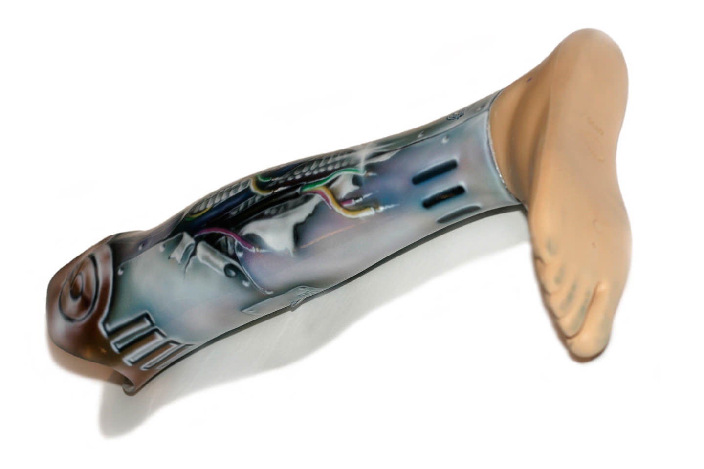 Kunstbeen prothese schildering cyborg metaal robot been