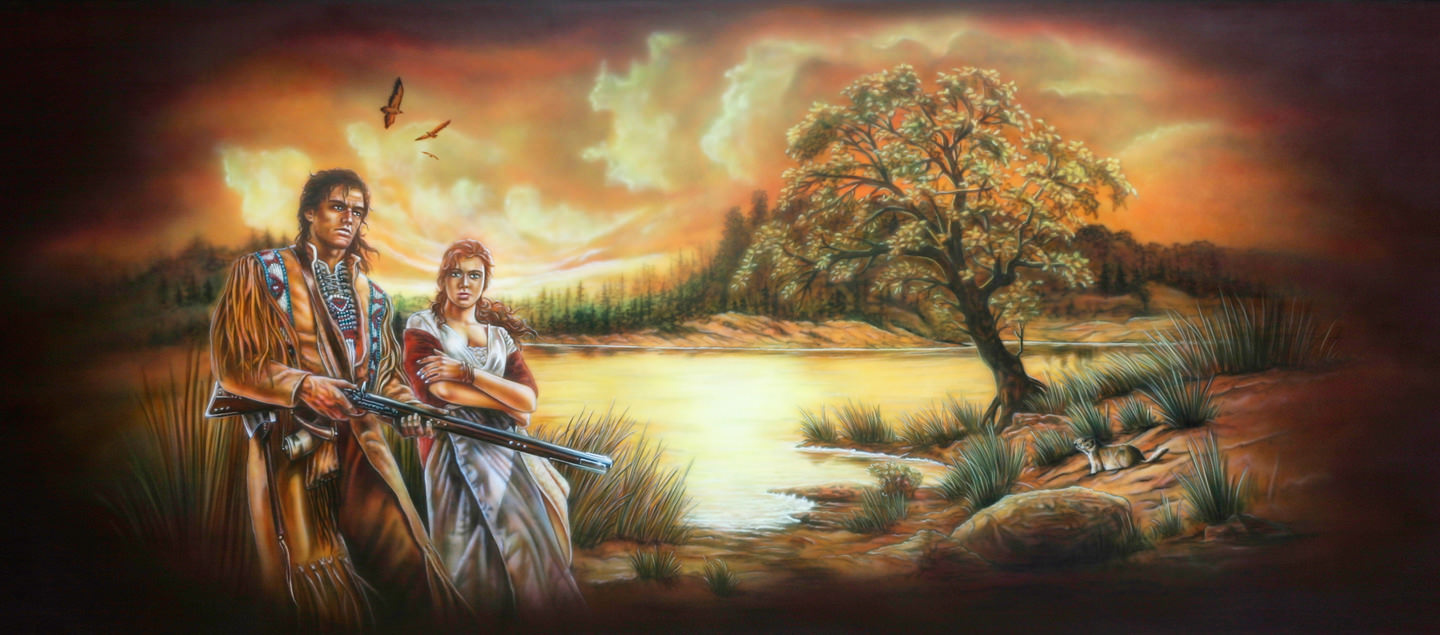 Westernstar Trailer met schildering van een landschap met indianen