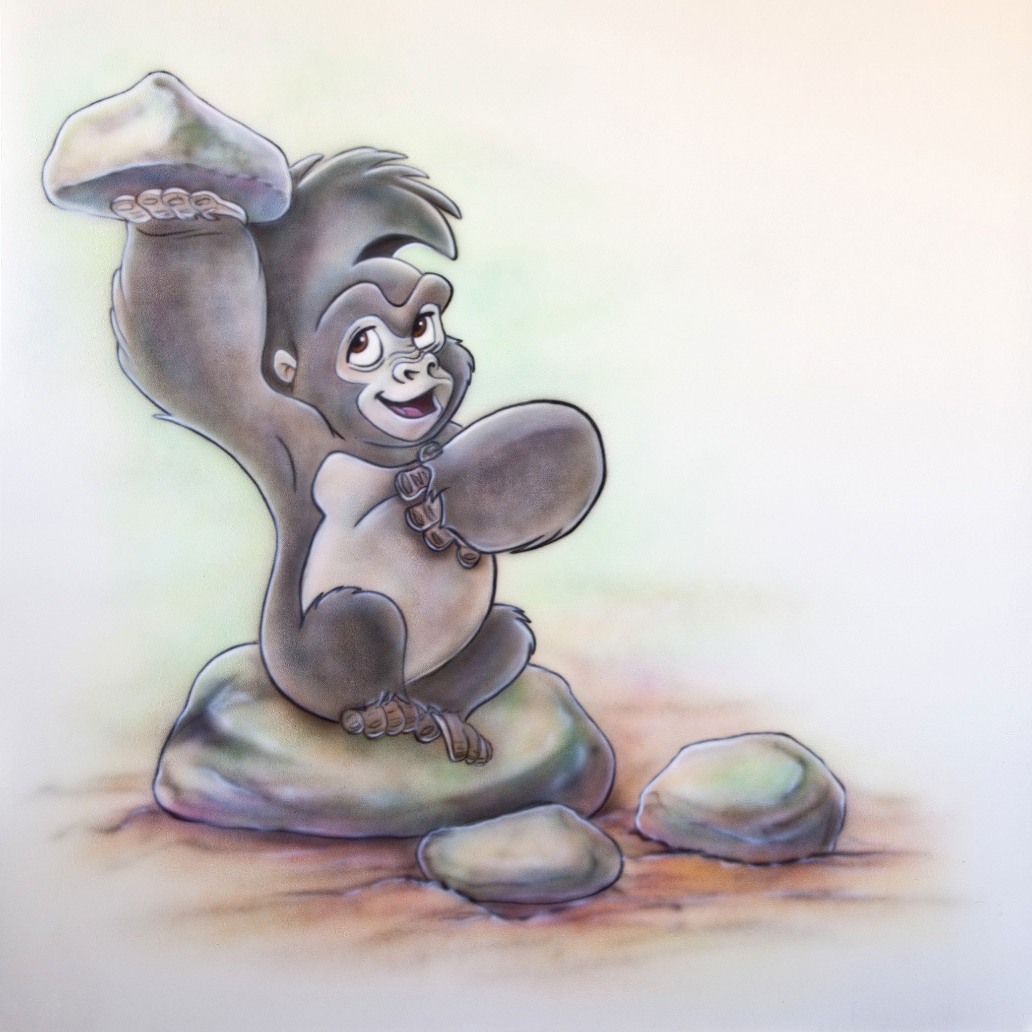 Muurschildering Jungle Tarzan aap in kinderkamer