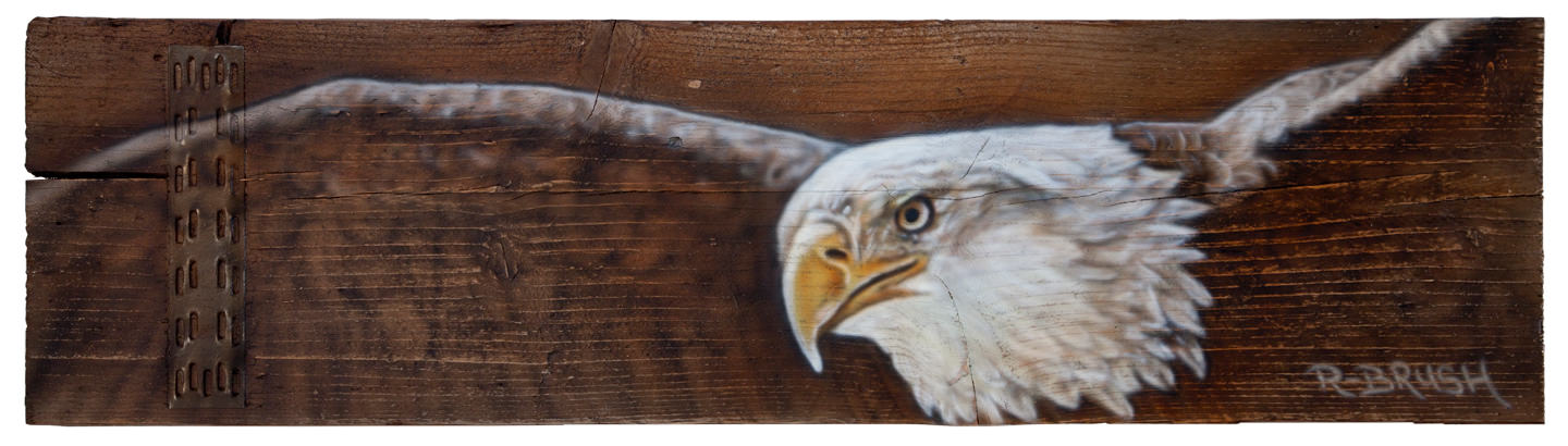 Amerikaanse arend airbrush schilderij op steigerhout plank