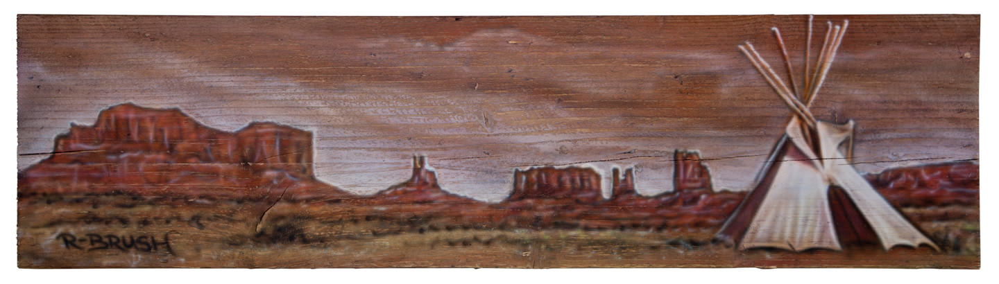 Amerikaanse western Grand Canyon airbrush schilderij op steigerhout
