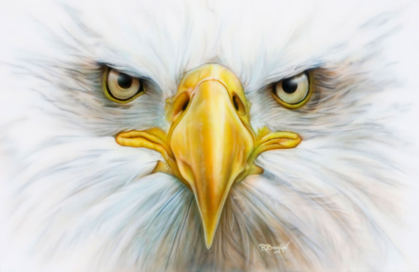 Amerikaanse arend airbrush schilderij op MDF, American eagle.