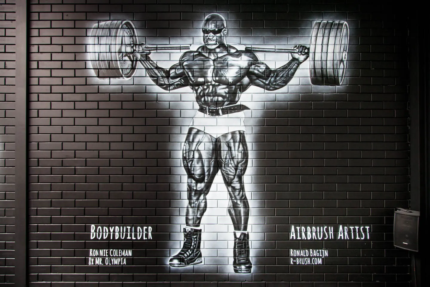 Bodybuilder Ronnie Coleman, MR. Olympia. Krachtsporters muurschildering Maasland